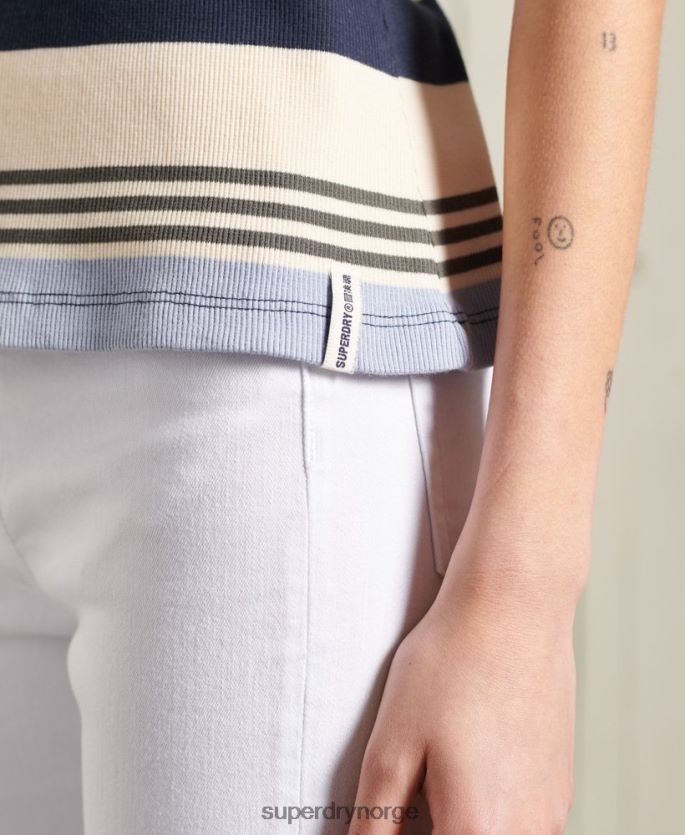 Superdry blå klær 86P46D3076 organisk bomull cali stripe racer vest topp kvinner