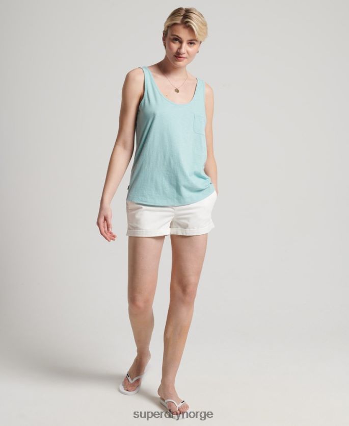 Superdry blå klær 86P46D6744 lommetopp i økologisk bomull kvinner