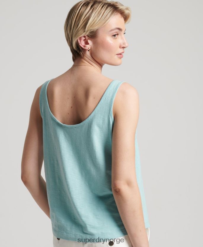 Superdry blå klær 86P46D6744 lommetopp i økologisk bomull kvinner