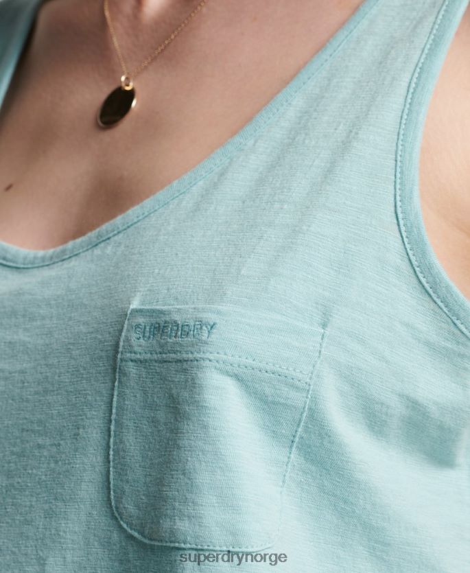 Superdry blå klær 86P46D6744 lommetopp i økologisk bomull kvinner