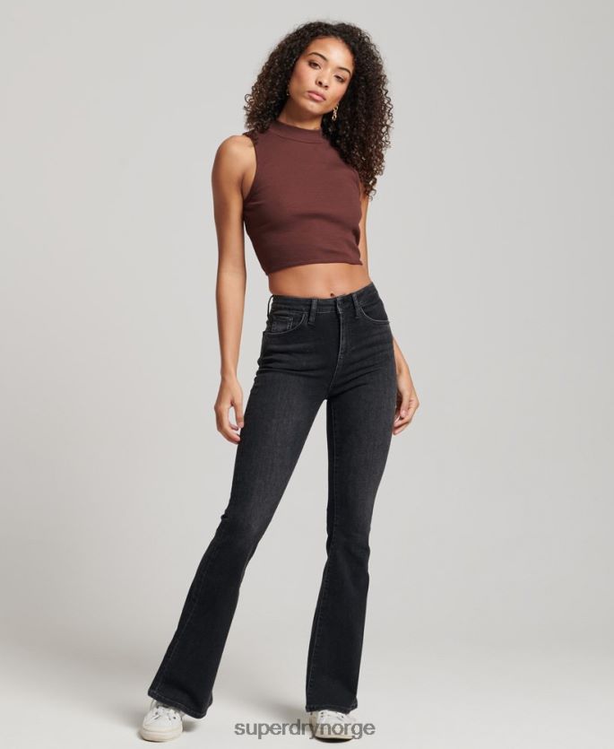 Superdry brun klær 86P46D2954 cropped mock neck tank top kvinner