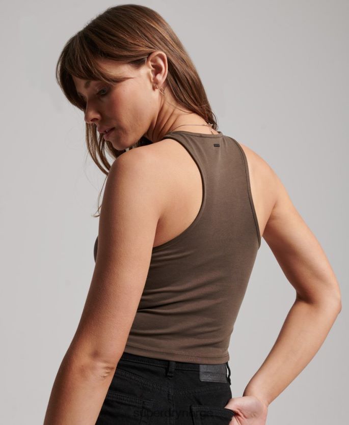 Superdry brun klær 86P46D2983 studios jersey racer tank topp kvinner
