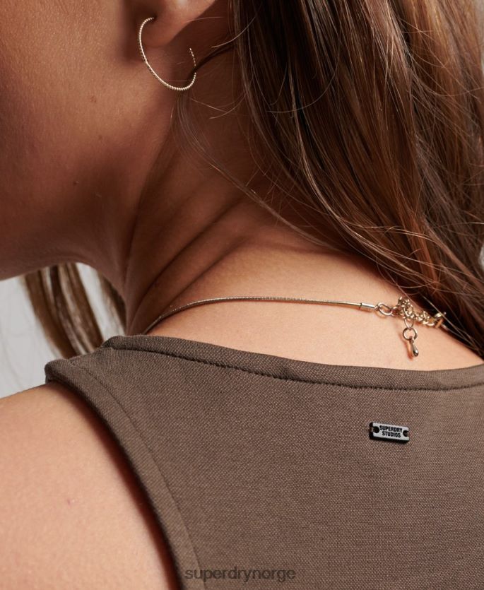 Superdry brun klær 86P46D2983 studios jersey racer tank topp kvinner