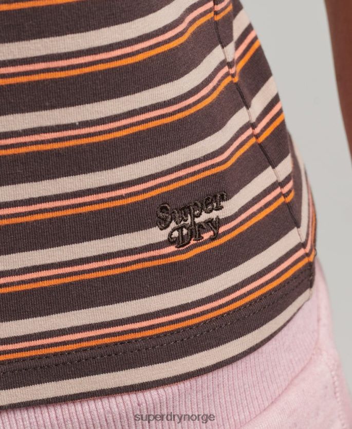 Superdry brun klær 86P46D6525 cali stripe tank topp kvinner