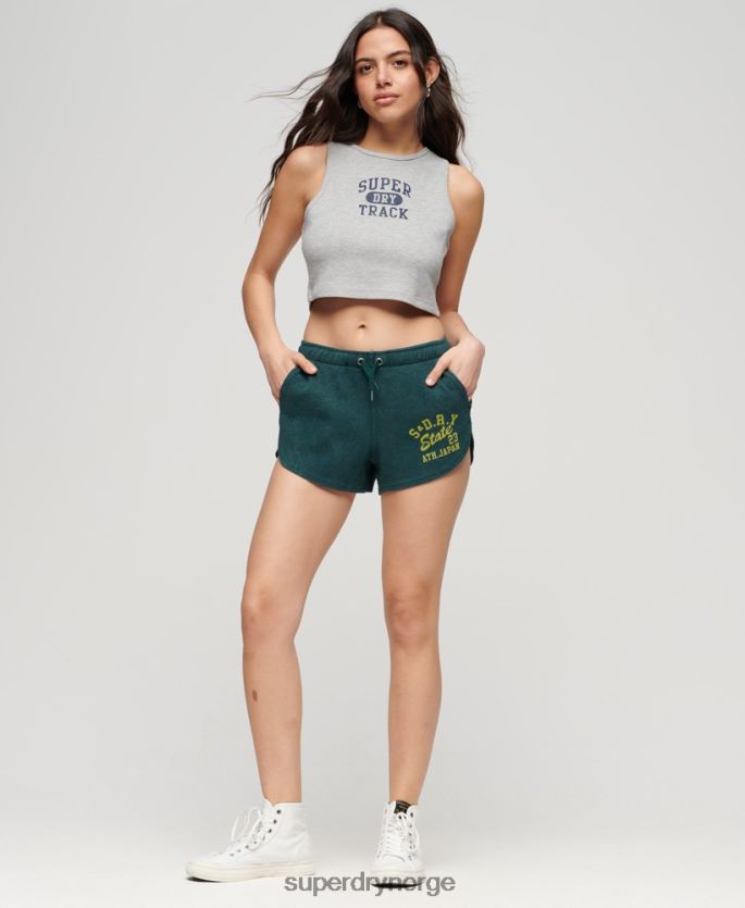 Superdry grå klær 86P46D2028 atletic essentials vaffel cropped tank topp kvinner