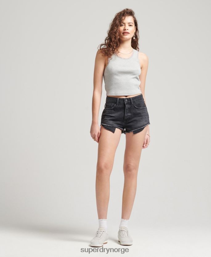 Superdry grå klær 86P46D2342 vintage vest med blonder i økologisk bomull kvinner