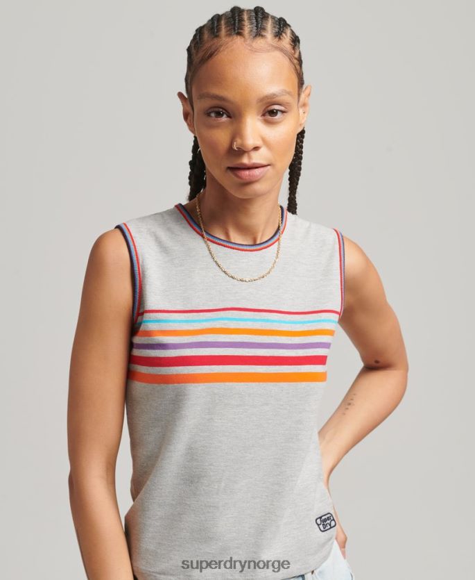 Superdry grå klær 86P46D6527 cali stripe tank topp kvinner