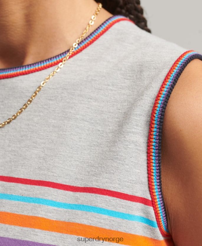 Superdry grå klær 86P46D6527 cali stripe tank topp kvinner
