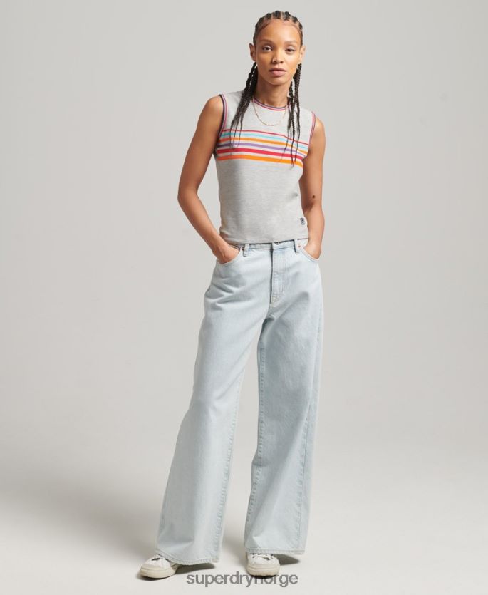 Superdry grå klær 86P46D6527 cali stripe tank topp kvinner