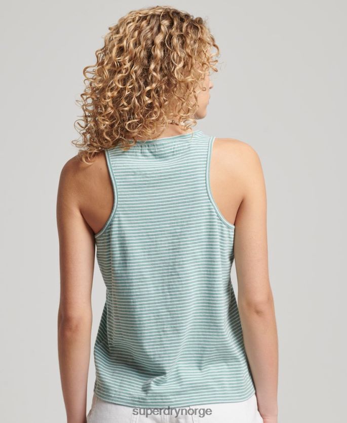 Superdry grønn klær 86P46D2170 vintage logostripevest i økologisk bomull kvinner