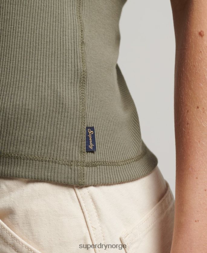 Superdry grønn klær 86P46D3032 button down vest topp kvinner