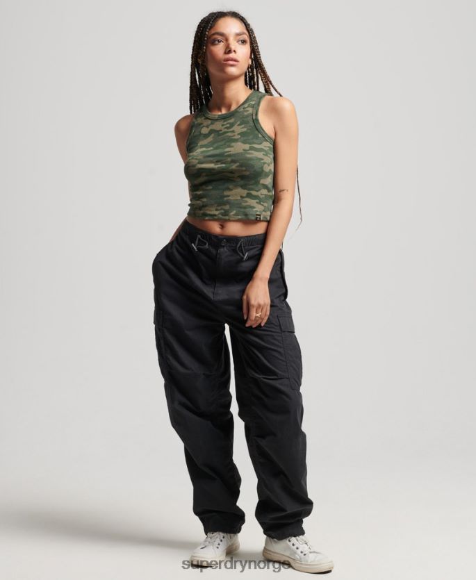 Superdry grønn klær 86P46D6716 all over print racer cut out vest topp kvinner