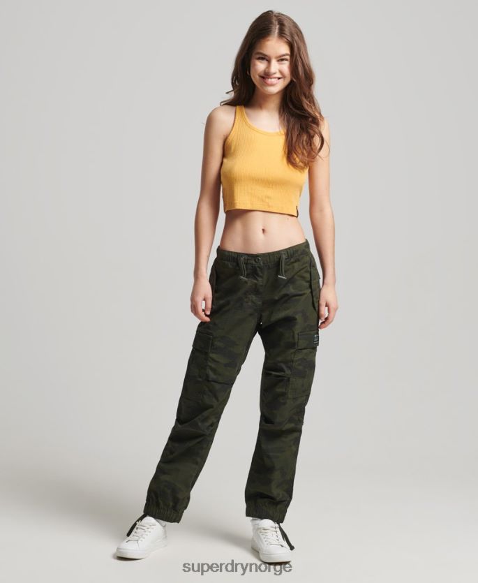 Superdry gul klær 86P46D6701 organisk bomull vintage ribbestrikket vest topp kvinner