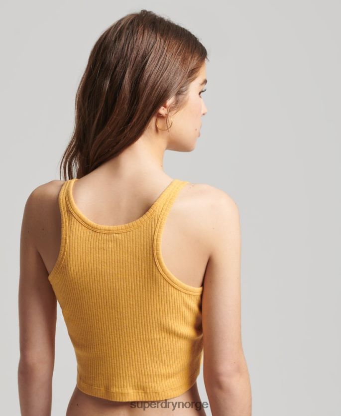 Superdry gul klær 86P46D6701 organisk bomull vintage ribbestrikket vest topp kvinner