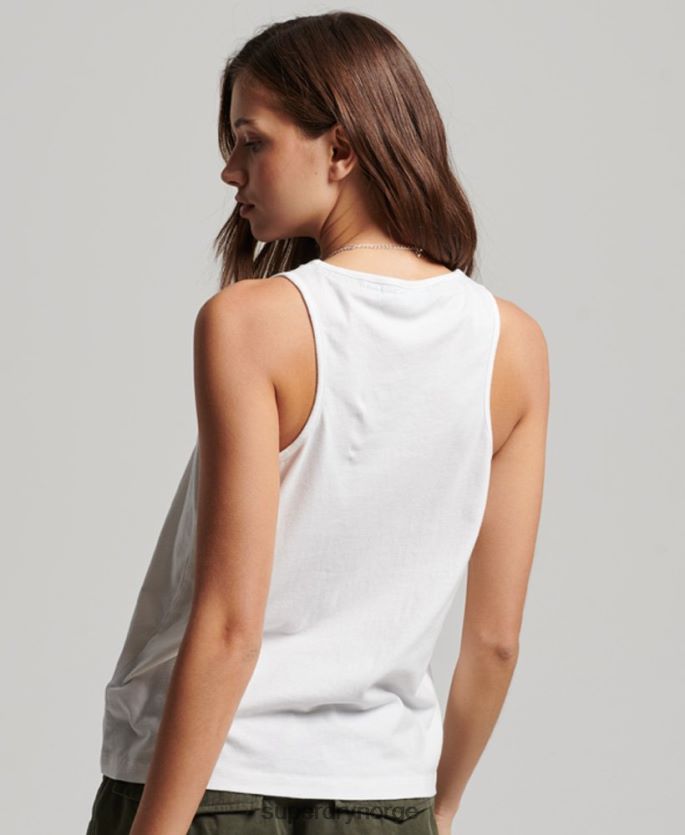 Superdry hvit klær 86P46D2883 vintage logo vest kvinner