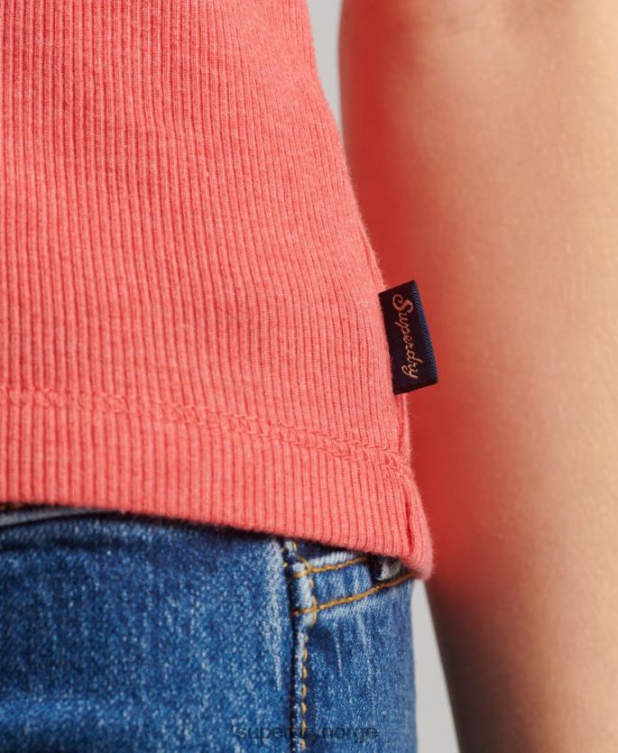 Superdry korall klær 86P46D2338 vestoverdel med blonder kvinner