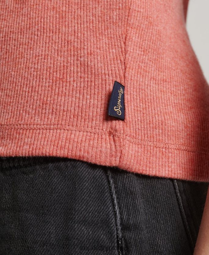 Superdry korall klær 86P46D2343 vestoverdel med blonder kvinner