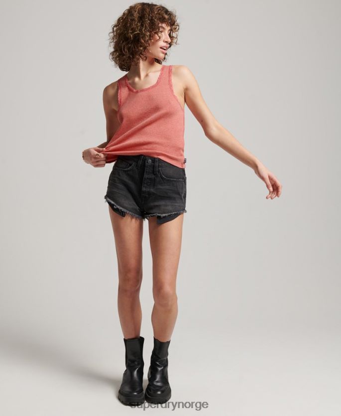 Superdry korall klær 86P46D2343 vestoverdel med blonder kvinner