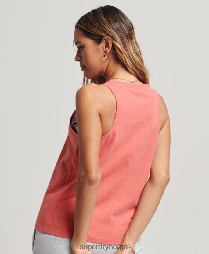 Superdry korall klær 86P46D2951 vintage logo vest kvinner