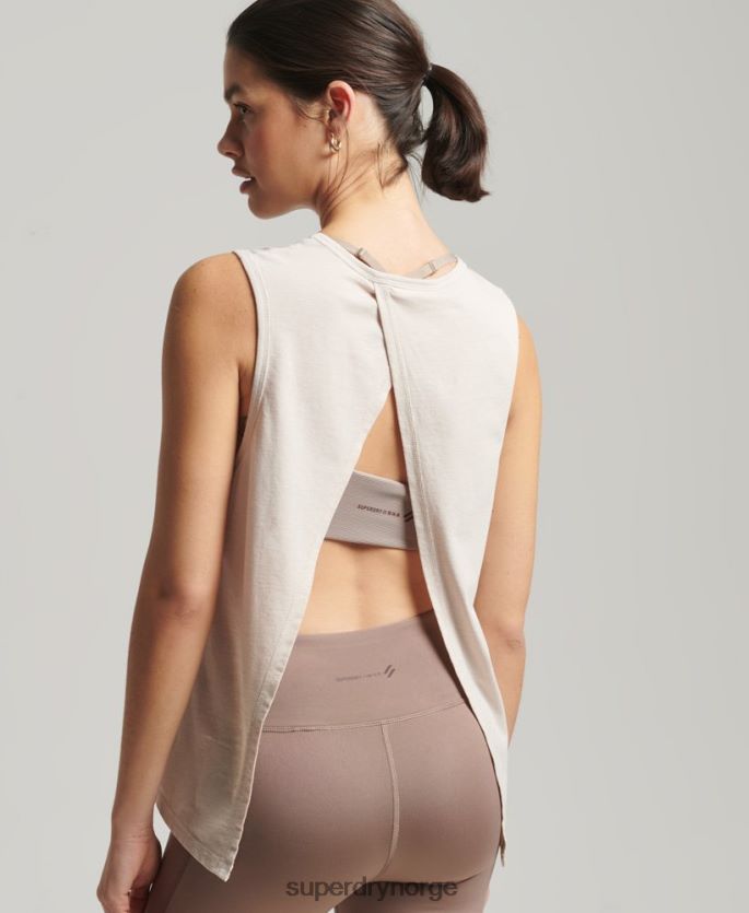 Superdry krem klær 86P46D6313 flex løs åpen baktank kvinner
