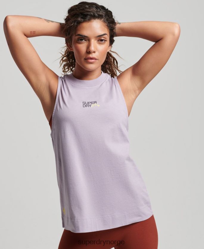 Superdry lilla klær 86P46D2922 organisk bomull tog longline mock neck tank top kvinner