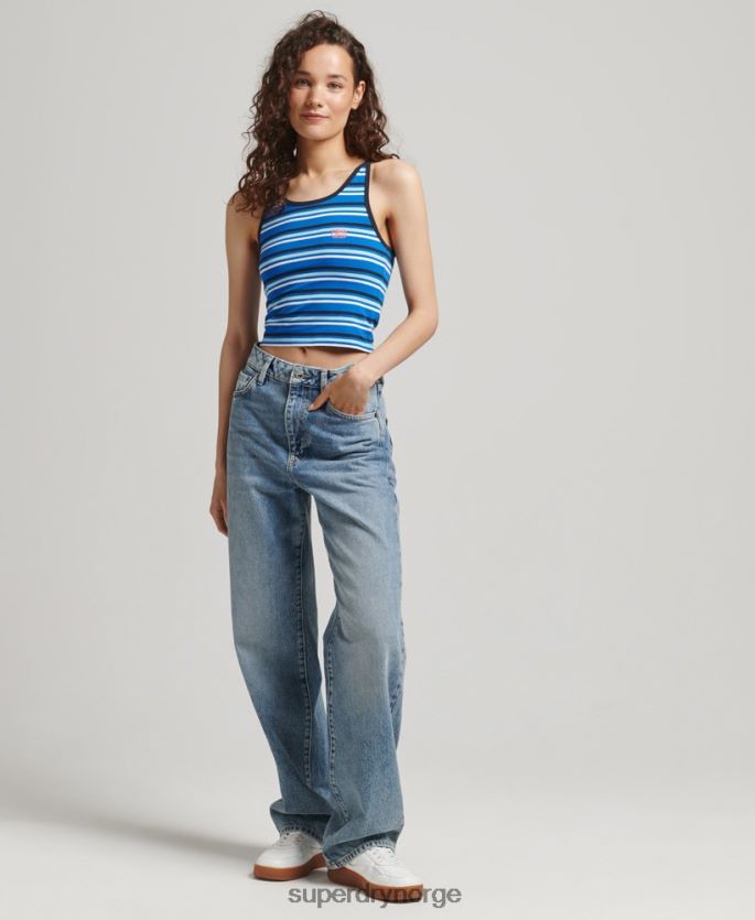 Superdry lyse blå klær 86P46D2986 vintage cali stripe vest kvinner