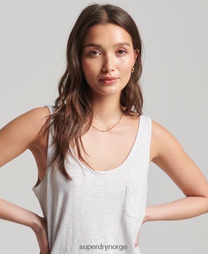 Superdry lysegrå klær 86P46D6590 lommetopp i økologisk bomull kvinner