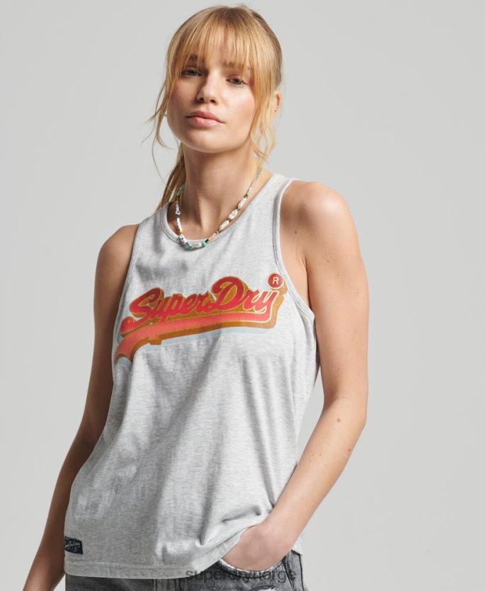 Superdry lysegrå klær 86P46D6703 sesongbasert vest med vintage logo kvinner