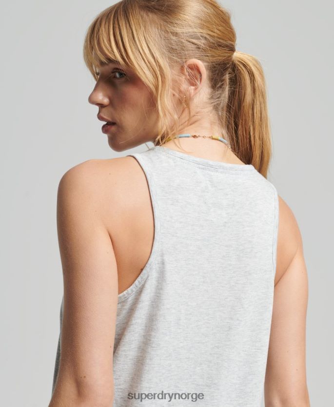 Superdry lysegrå klær 86P46D6703 sesongbasert vest med vintage logo kvinner