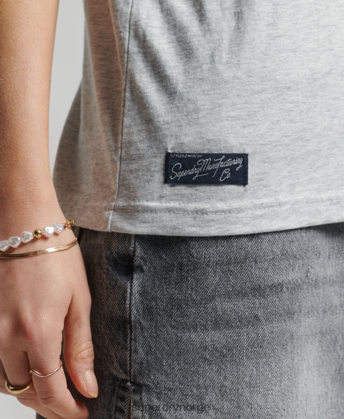 Superdry lysegrå klær 86P46D6703 sesongbasert vest med vintage logo kvinner