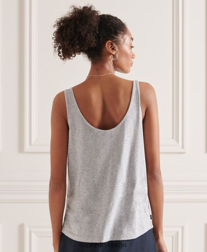 Superdry lysegrå klær 86P46D6728 lommetopp i økologisk bomull kvinner