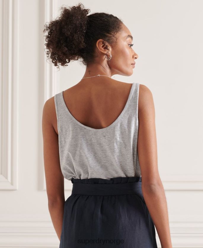Superdry lysegrå klær 86P46D6728 lommetopp i økologisk bomull kvinner