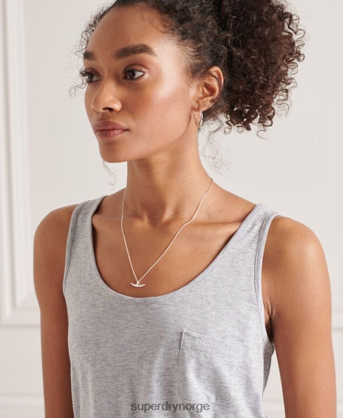 Superdry lysegrå klær 86P46D6728 lommetopp i økologisk bomull kvinner