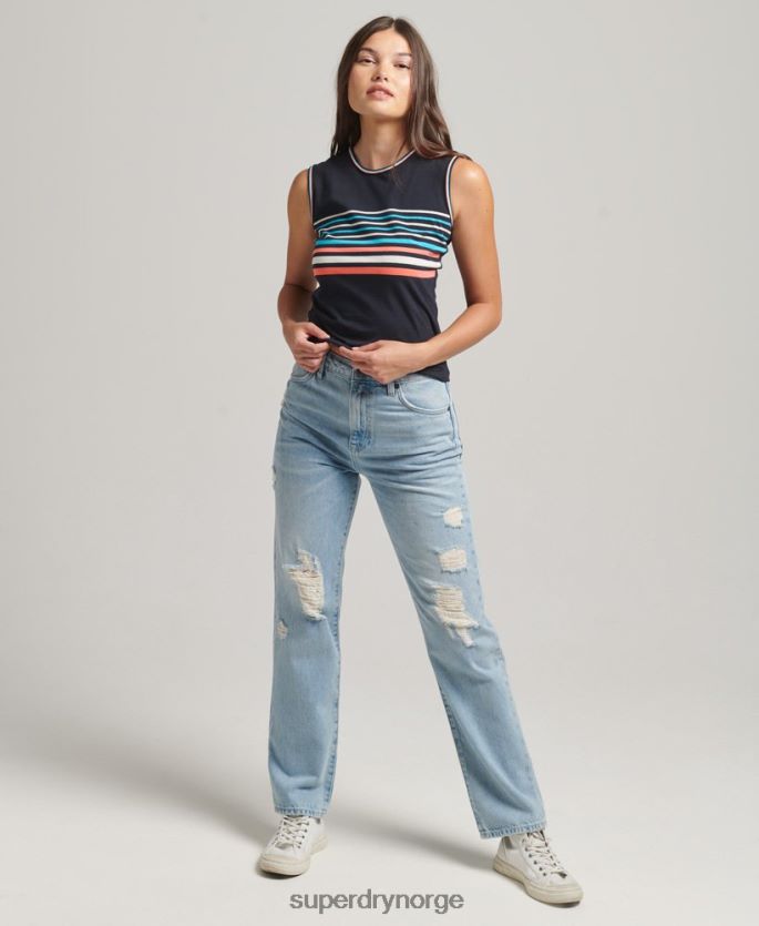 Superdry marinen klær 86P46D6508 cali stripe tank topp kvinner