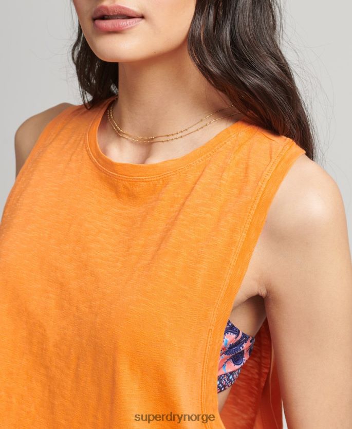 Superdry oransje klær 86P46D6573 vintage surf ranchero vest i økologisk bomull kvinner