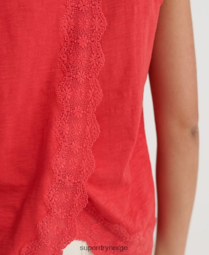 Superdry rød klær 86P46D3080 blondeblanding vest topp kvinner