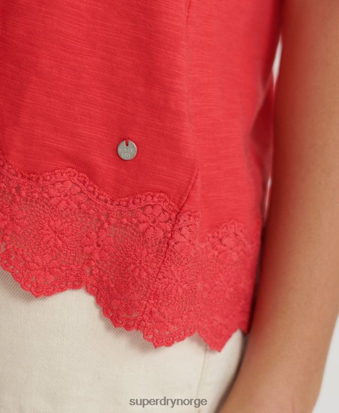 Superdry rød klær 86P46D3080 blondeblanding vest topp kvinner