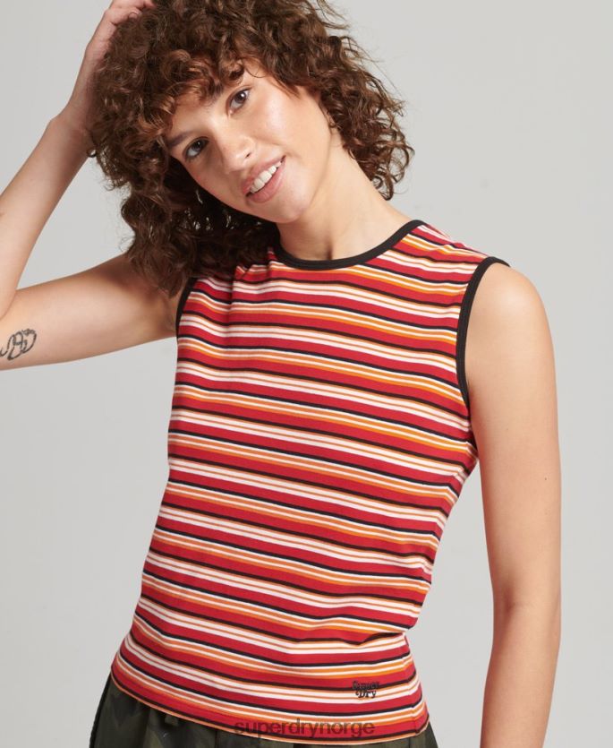 Superdry rød klær 86P46D6506 cali stripe tank topp kvinner