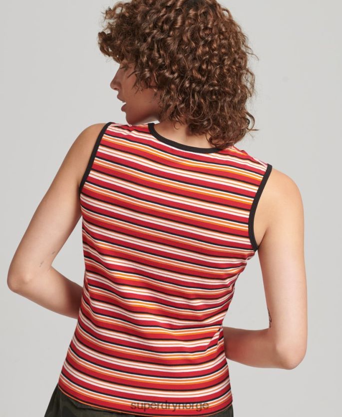 Superdry rød klær 86P46D6506 cali stripe tank topp kvinner