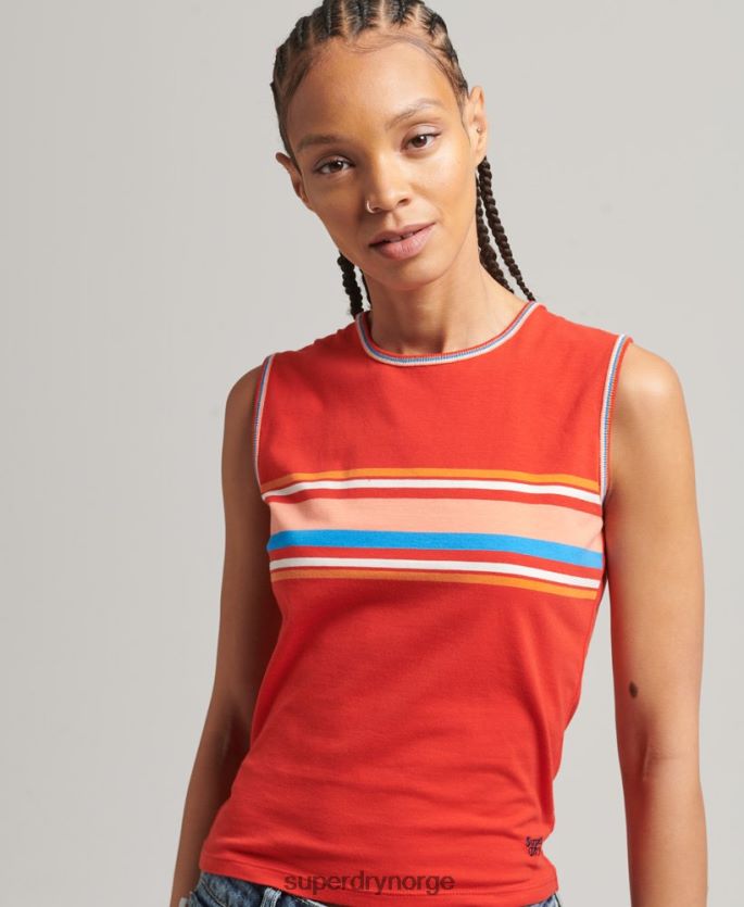 Superdry rød klær 86P46D6536 cali stripe tank topp kvinner
