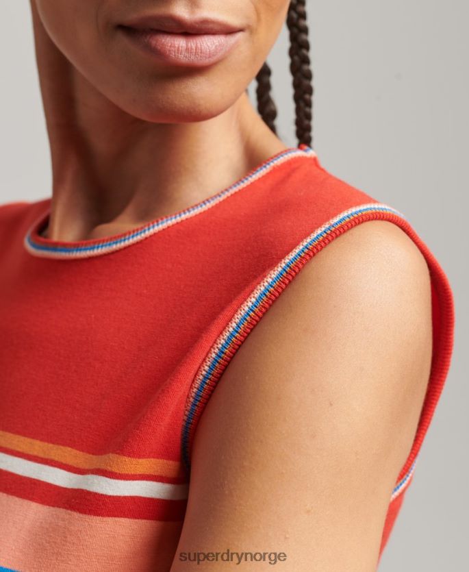 Superdry rød klær 86P46D6536 cali stripe tank topp kvinner