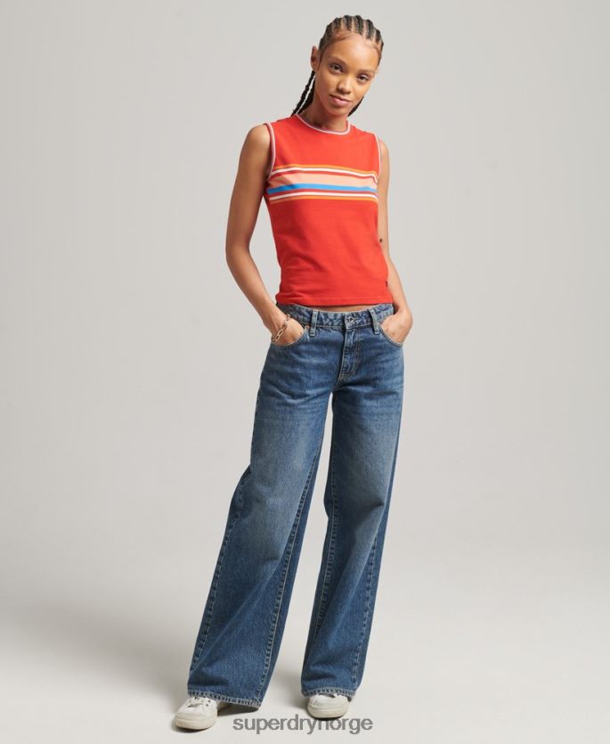 Superdry rød klær 86P46D6536 cali stripe tank topp kvinner