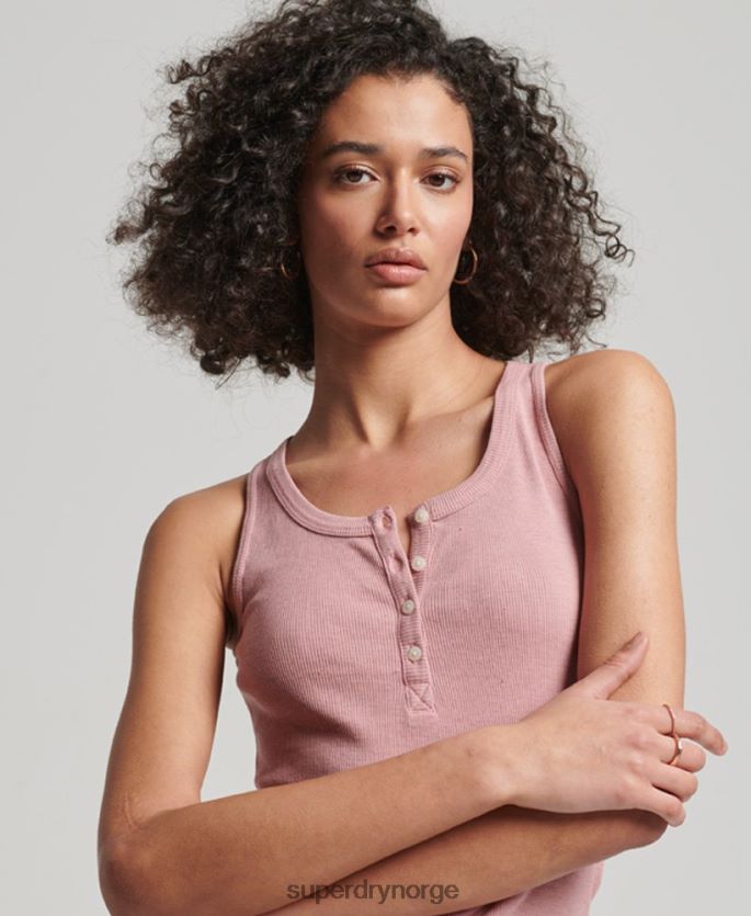 Superdry rosa klær 86P46D2890 button down vest topp kvinner