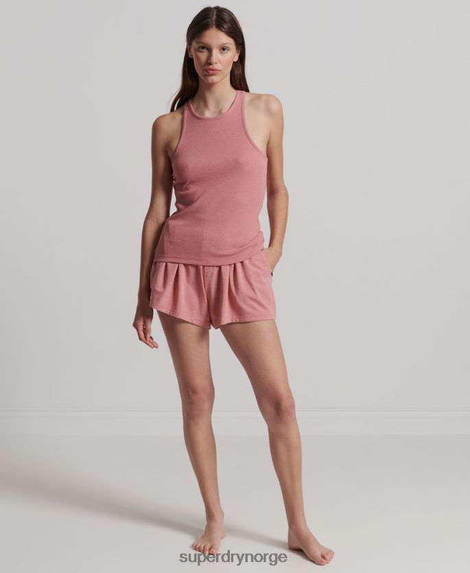 Superdry rosa klær 86P46D3078 ribbestrikket vest i økologisk bomull kvinner