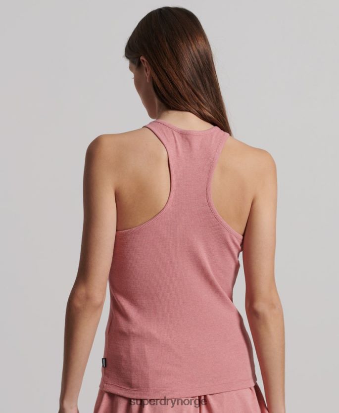 Superdry rosa klær 86P46D3078 ribbestrikket vest i økologisk bomull kvinner