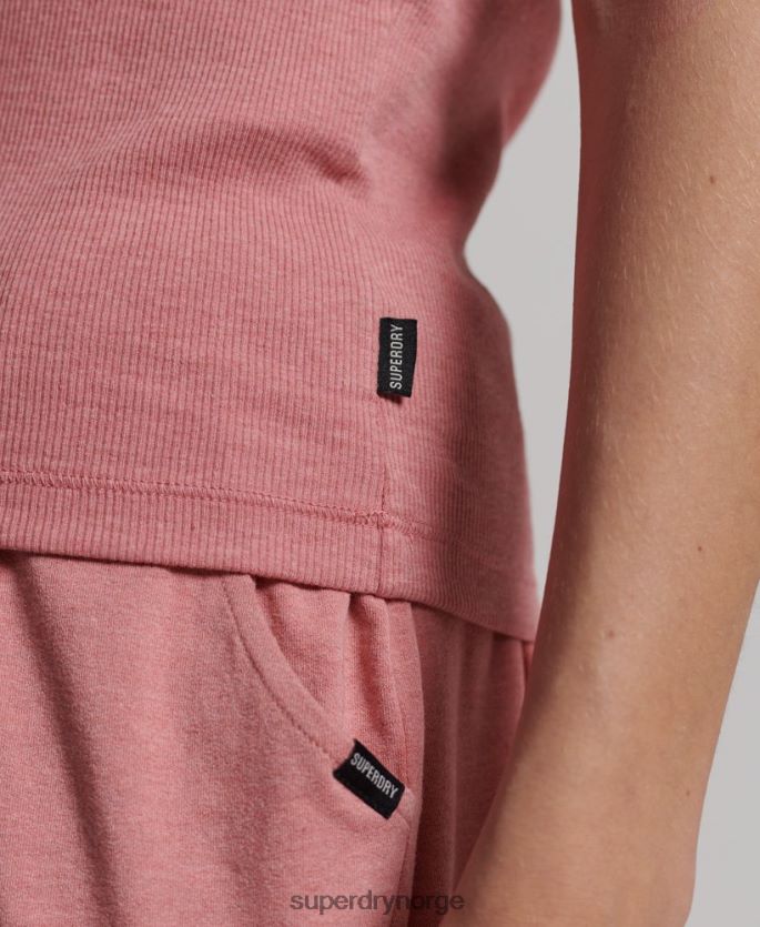 Superdry rosa klær 86P46D3078 ribbestrikket vest i økologisk bomull kvinner