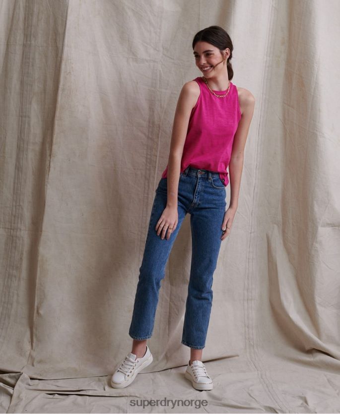 Superdry rosa klær 86P46D3085 lilje heklet innlegg vest topp kvinner