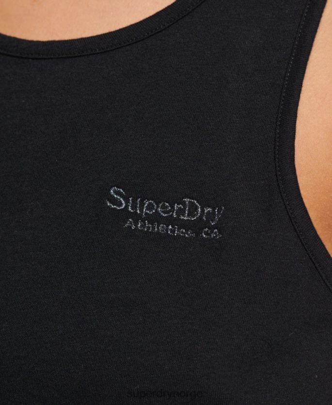 Superdry svart klær 86P46D2887 vintage logo vest kvinner
