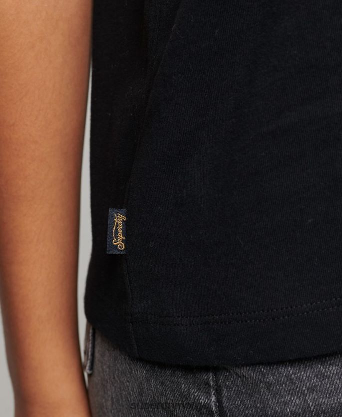 Superdry svart klær 86P46D2887 vintage logo vest kvinner