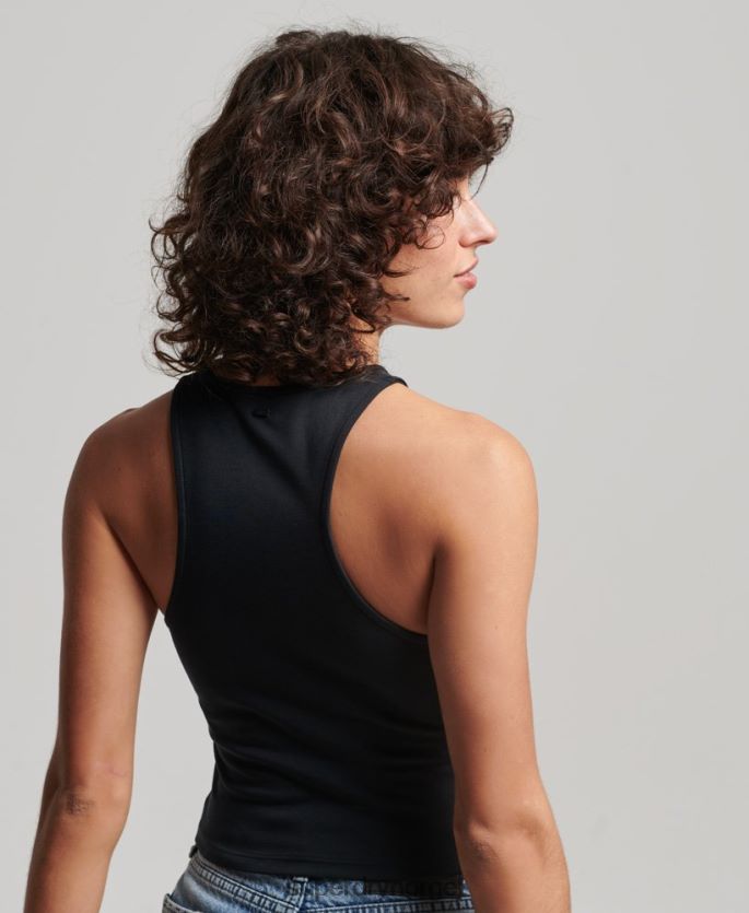 Superdry svart klær 86P46D2913 studios jersey racer tank topp kvinner